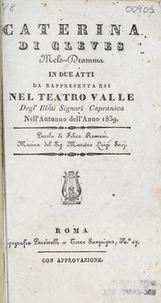 Cover of Caterina di Cleves by Felice Romani