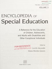 Cover of Encyclopedia of special education by Cecil R. Reynolds