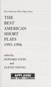 Front cover of The Best American Short Plays, 1995-1996 by Howard Stein