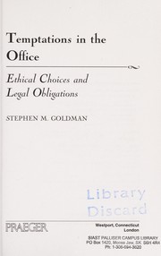 Front cover of Temptations in the office by Stephen M. Goldman