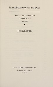 Cover of In the beginning was the deed by Harry Redner