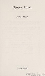 Cover of General ethics by Agnes Heller