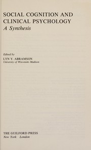 Front cover of Social cognition and clinical psychology by Lyn Y. Abramson