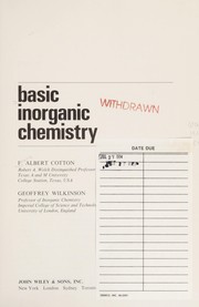 Front cover of Basic inorganic chemistry by F. Albert Cotton