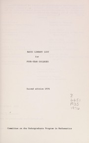 Front cover of Basic Library List for Four Year Colleges by Committee on the Undergraduate Program in Mathematics