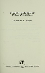 Cover of Bharati Mukherjee by Emmanuel S. Nelson