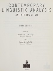 Cover of Contemporary linguistic analysis by John Archibald