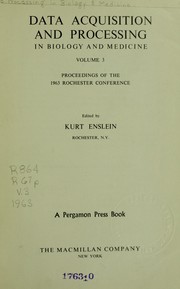 Front cover of Data acquisition and processing in biology and medicine by Rochester Conference on Data Acquisition and Processing in Biology and Medicine (1963)