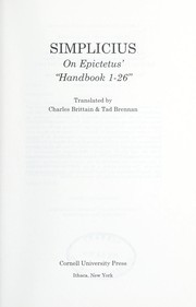 Cover of On Epictetus' "Handbook 1-26" by Simplicius of Cilicia