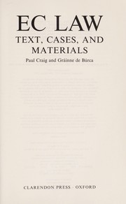Cover of EC Law by Grainne de Burca