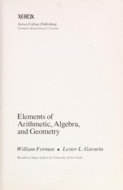Cover of Elements of arithmetic, algebra, and geometry by William Forman