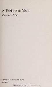 Cover of A preface to Yeats by Edward Malins