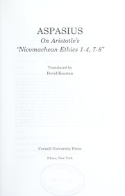 Cover of On Aristotle's "Nicomachean ethics by Aspasius.