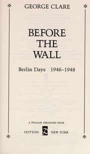 Cover of Berlin days by George Clare