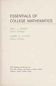 Front cover of Essentials of college mathematics by Zwier, Paul J.