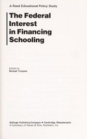 Front cover of The Federal interest in financing schooling by Symposium on the Federal Interest in Financing Schooling Washington, D.C. 1976.