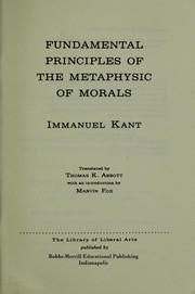 Front cover of Fundamental principles of the metaphysic of morals by Immanuel Kant