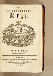 Front cover of Der philosophische Arzt by Melchior Adam Weikard