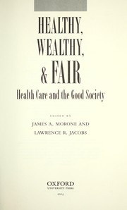 Front cover of Healthy, wealthy & fair by James A. Morone