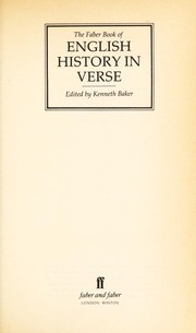 Front cover of The Faber book of English history in verse by Baker, Kenneth