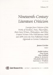 Front cover of Nineteenth-Century literature criticism by Joann Cerrito