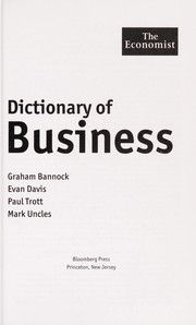 Front cover of Dictionary of business by Graham Bannock