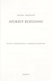 Front cover of Apokryf rodzinny by Hanna Malewska