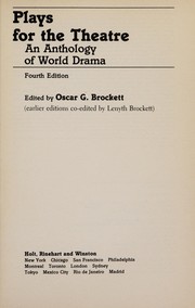 Cover of Plays for the theatre by Oscar G. Brockett