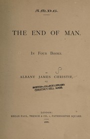 Front cover of The end of man by A. J. Christie