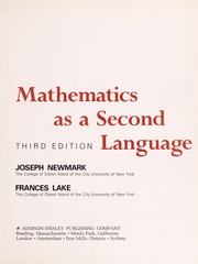 Cover of Mathematics as a second language by Joseph Newmark
