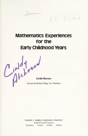 Front cover of Mathematics experiences for the early childhood years by Linda Barron