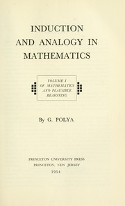 Front cover of Induction and analogy in mathematics by George Pólya