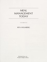 Front cover of Meal management today by Rita Holmberg