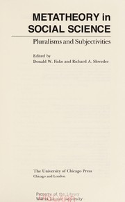 Cover of Metatheory in social science by Donald Winslow Fiske