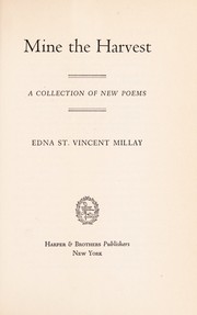 Front cover of Mine the harvest by Edna St. Vincent Millay