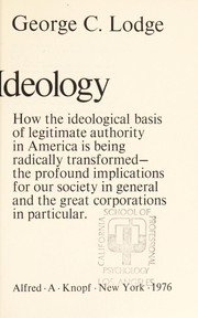 Front cover of The new American ideology by George C. Lodge