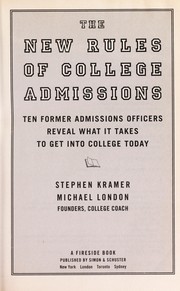 Front cover of The new rules of college admissions by Stephen Kramer