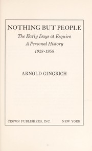 Cover of Nothing but people by Arnold Gingrich