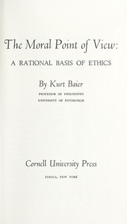 Cover of The moral point of view by Kurt Baier