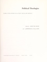 Cover of Political theologies : public religions in a post-secular world by Hent de Vries