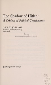 Cover of The shadow of Hitler by Gert Kalow