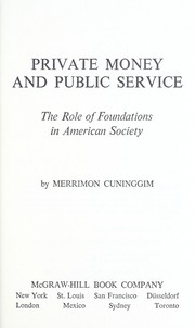 Cover of Private money and public service by Merrimon Cuninggim