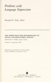 Front cover of Problems with language imprecision by Donald Winslow Fiske