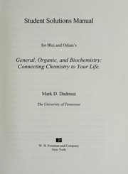 Cover of Student solutions manual for Blei and Odian's general, organic, and biochemistry : connecting chemistry to your life by Mark D. Dadmun