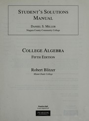 Front cover of Student Solutions Manual for College Algebra by Robert Blitzer