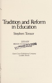 Front cover of Tradition and reform in education by Tonsor, Stephen J.