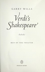Cover of Verdi's Shakespeare by Garry Wills