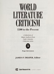 Front cover of World literature criticism : 1500 to the present : a selection of major authors from Gale's literary criticism series by Draper, James P., 1959-