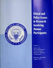 Front cover of Ethical and policy issues in research involving human participants by United States. National Bioethics Advisory Commission.