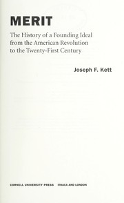 Cover of Merit by Joseph F. Kett PhD
